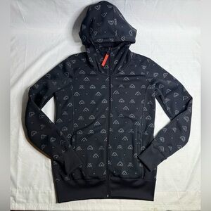 Billabong Women’s Full Zip Hoodie Jacket Black Geo Print Size Large